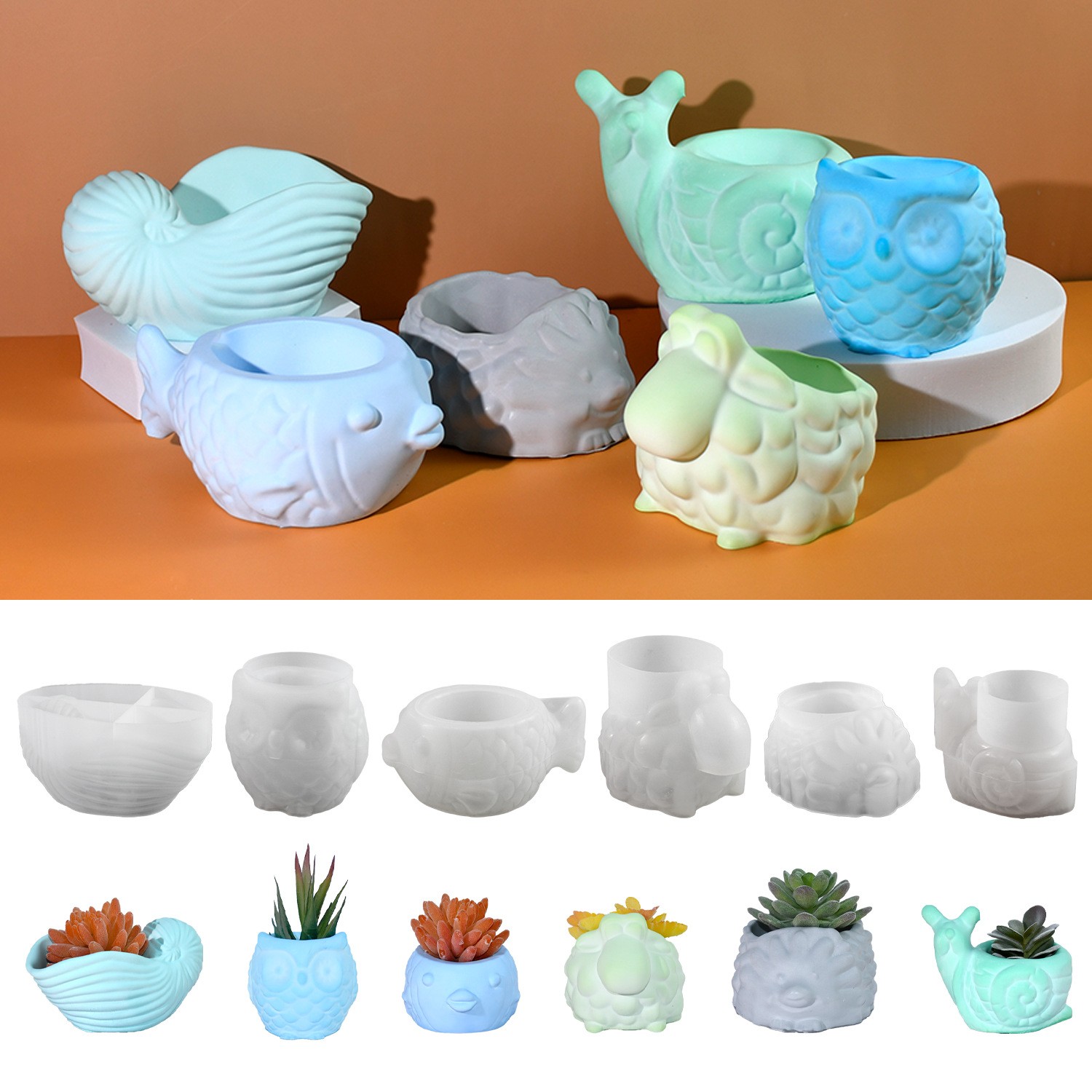 Potsticker Mold - Cetakan Silikon Pot Bunga Hewan 3D
